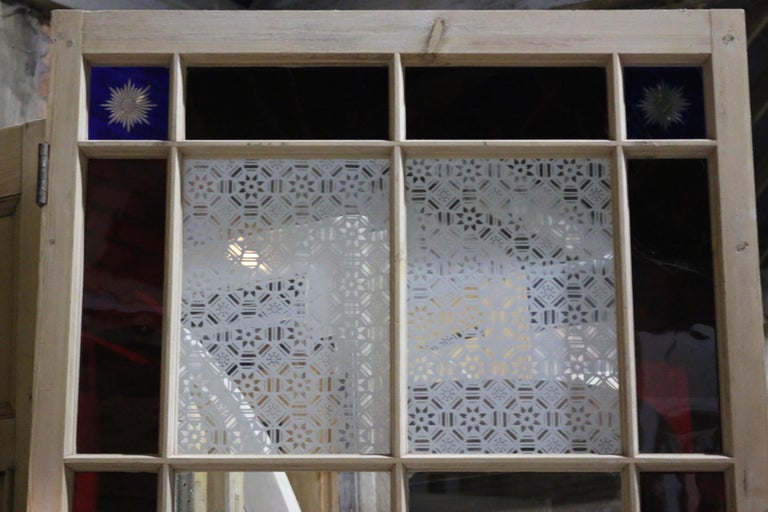 Victorian Stained Glass Door with Cut Glass Corners at 1stDibs