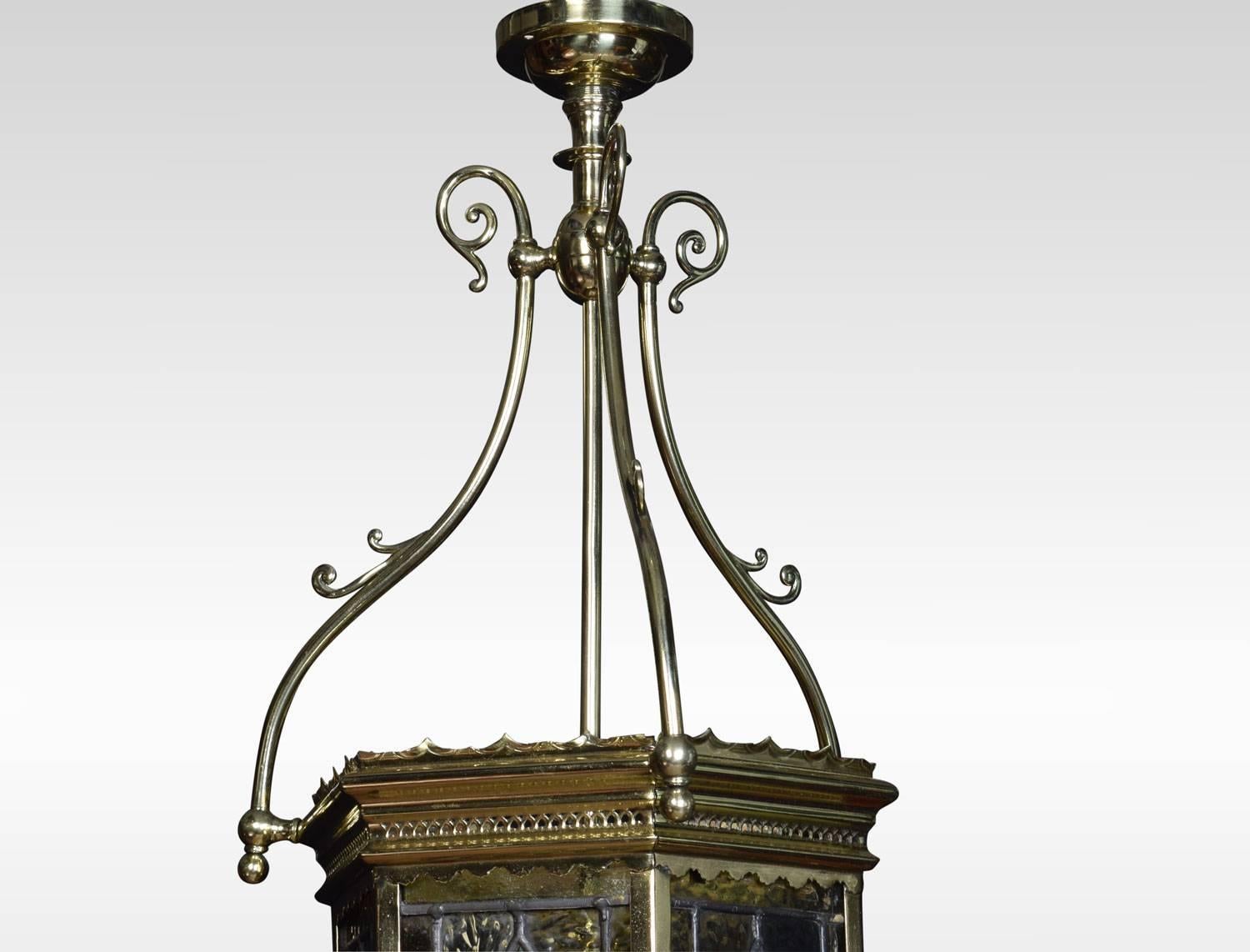 British Victorian Stained Glass Hall Lantern