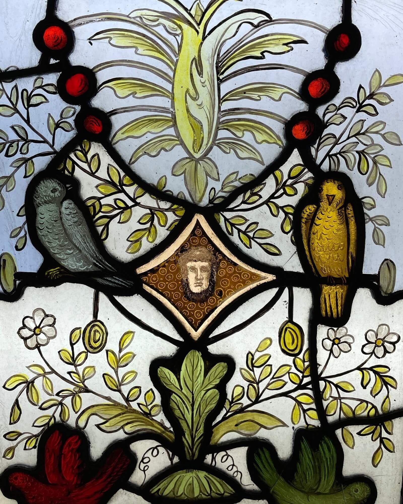 English Victorian Stained Glass Window For Sale