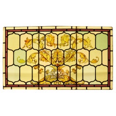 Antique Victorian Stained Glass Window Panel