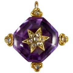 Victorian Star Diamond Set Amethyst Pendant