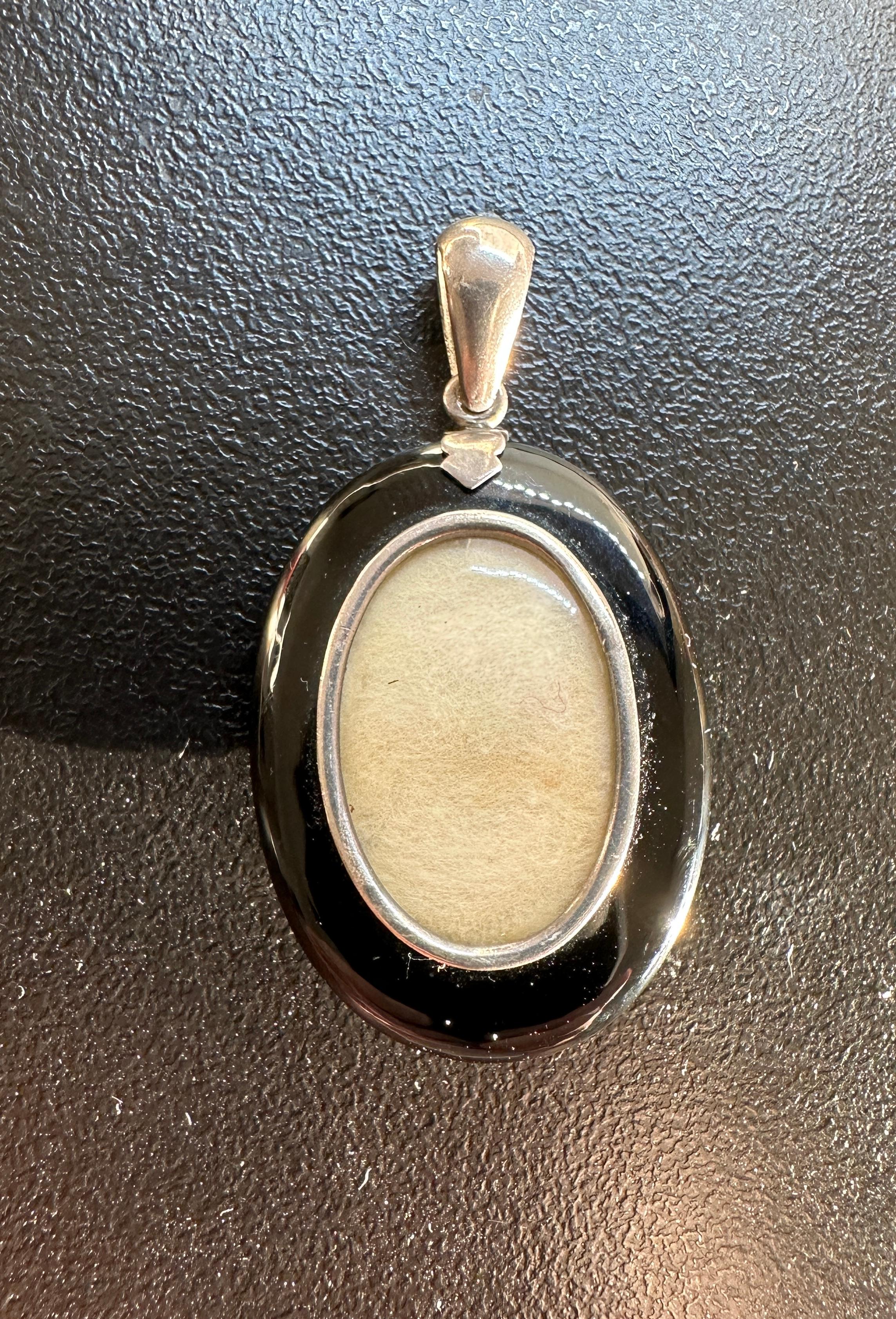 Bead Victorian Star Locket Black Onyx Pearl Engraved Silver Pendant Necklace For Sale