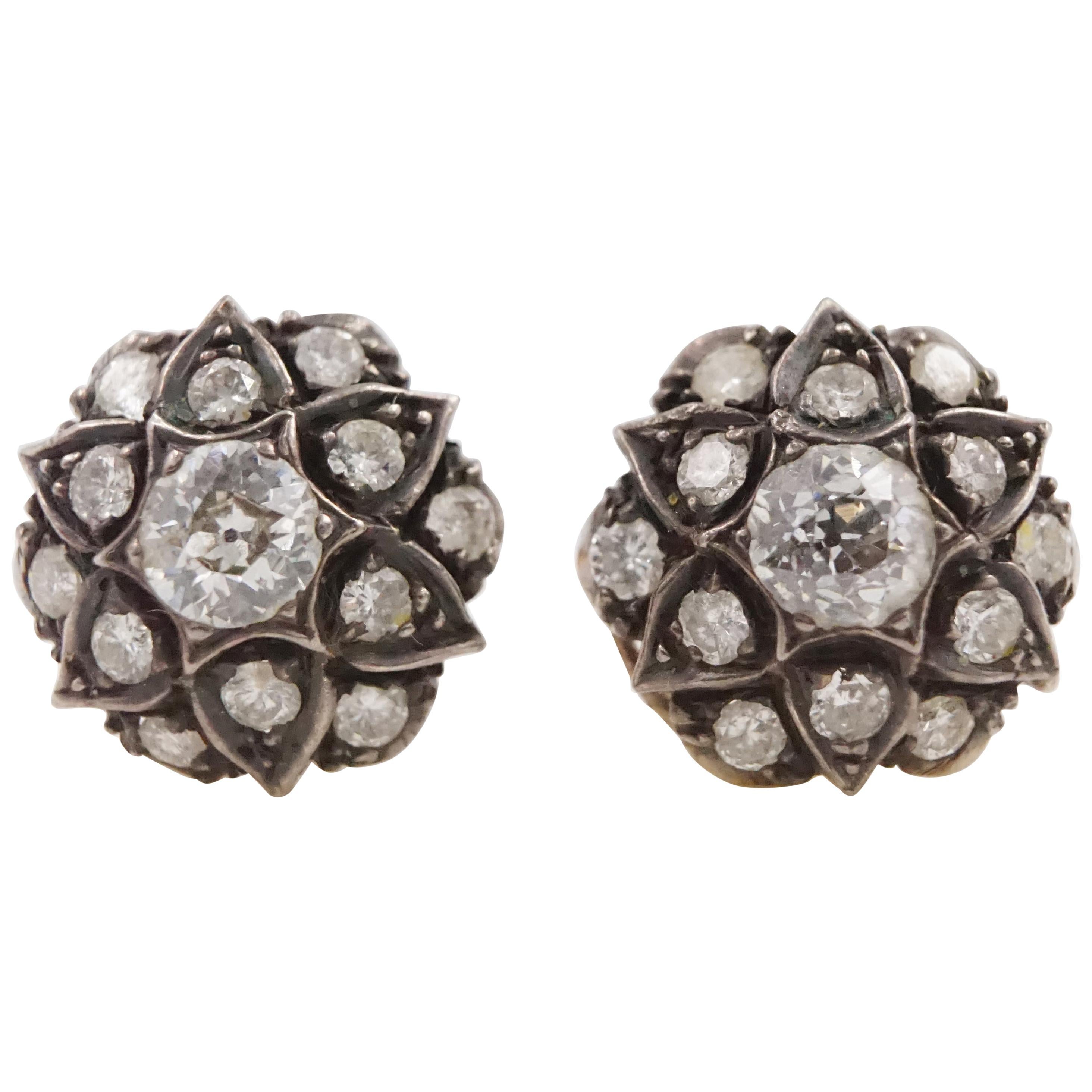 Victorian Star Old Cut Diamond Earring For Sale