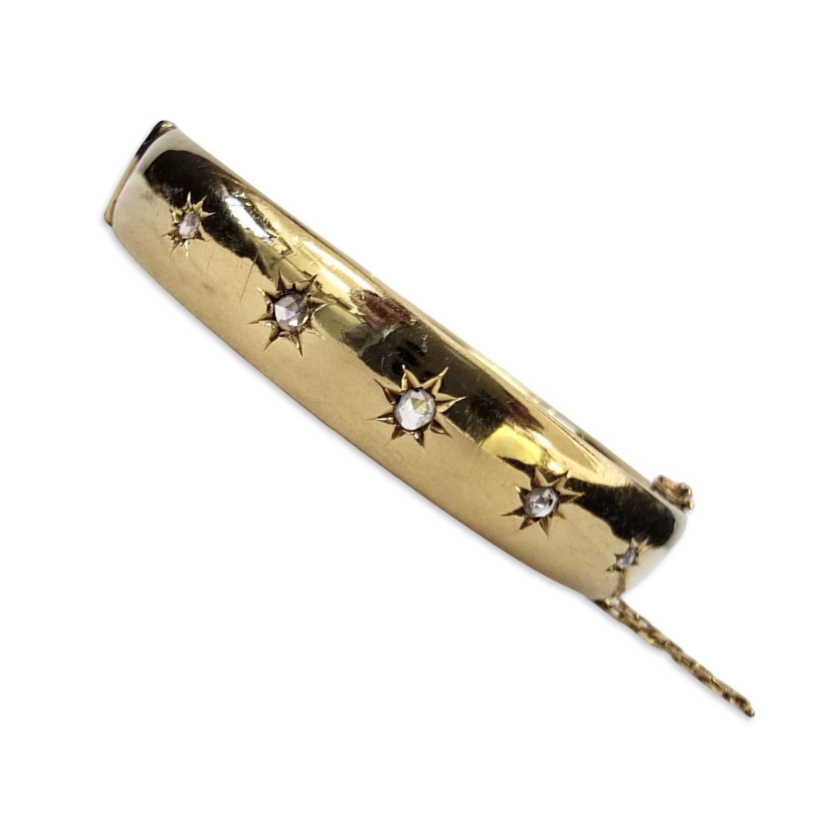 Tardo vittoriano Bracciale vittoriano con diamanti Old-Mine a forma di stella in oro 18 carati, circa 1885 in vendita
