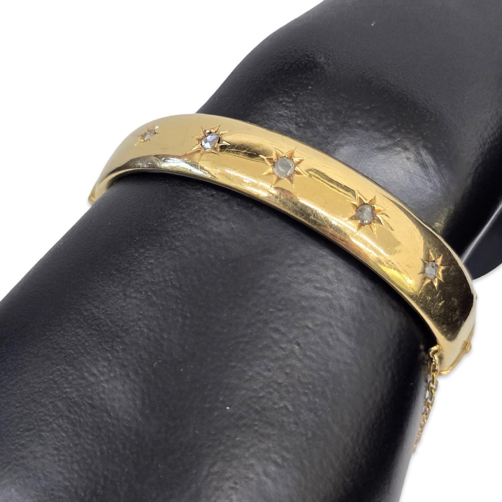 Bracciale vittoriano con diamanti Old-Mine a forma di stella in oro 18 carati, circa 1885 In condizioni buone in vendita a Miami, FL