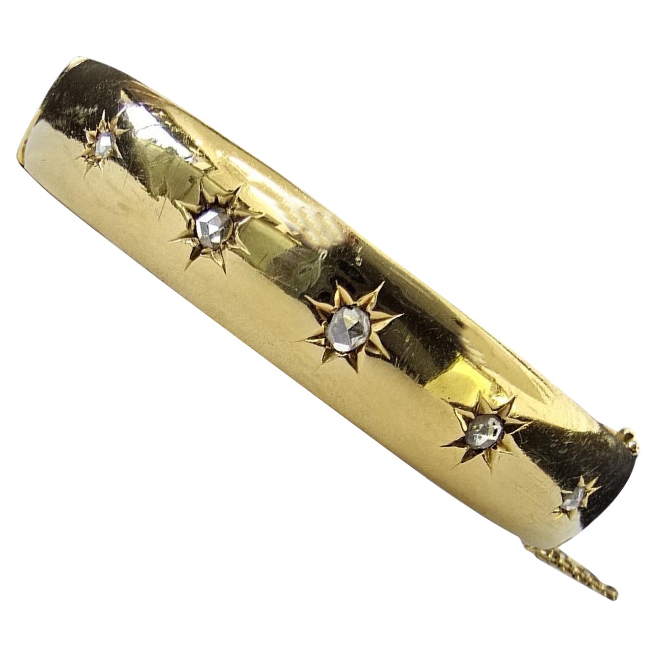 Bracelet victorien en or 18 carats orné de diamants de vieille mine en forme d
étoile, Circa 1885