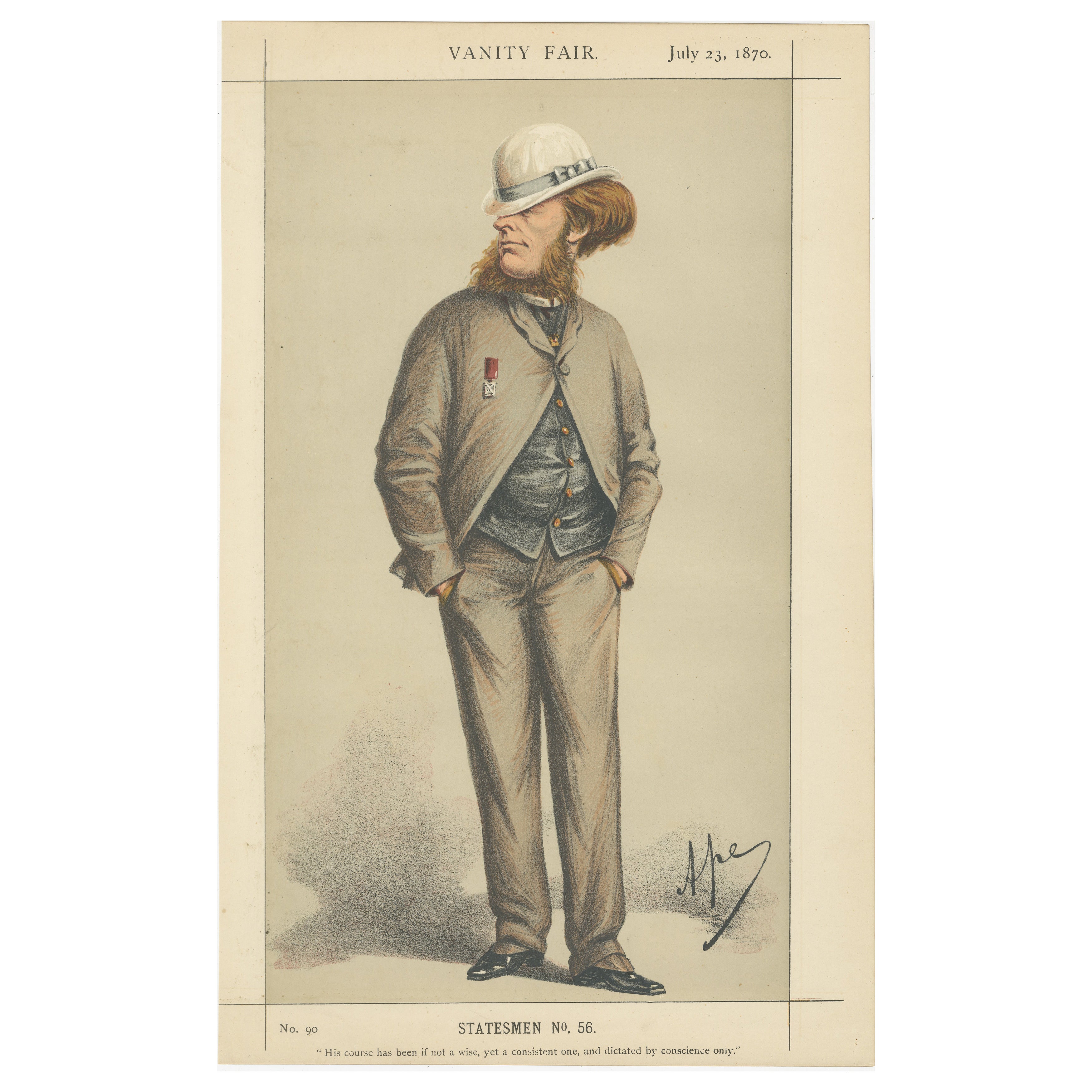 Victorian Statesman with Medal – Vanity Fair Political Portrait, 1870
