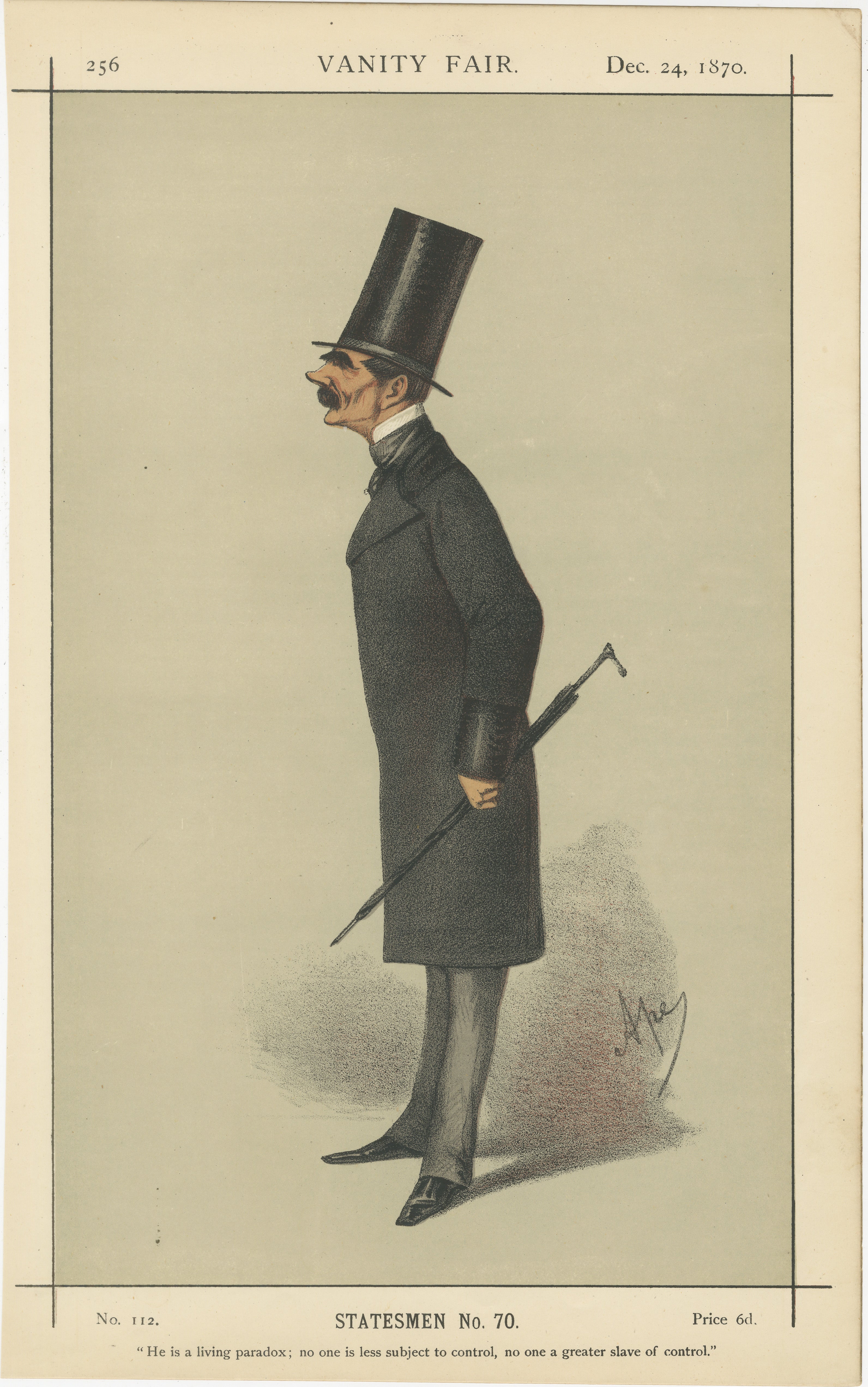 Victorian Statesman with Top Hat – Vanity Fair Statesmen Series, 1870