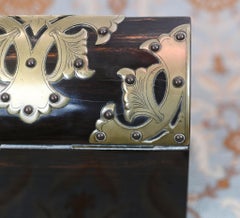 Victorian Stationary Box Cormandel Brass Letter Casket 1890