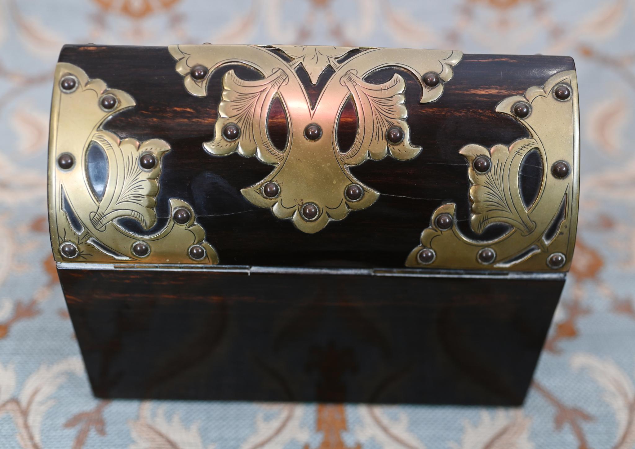 Viktorianischer Briefkasten Cormandel Messing Briefkasten 1890 (Holzarbeit) im Angebot