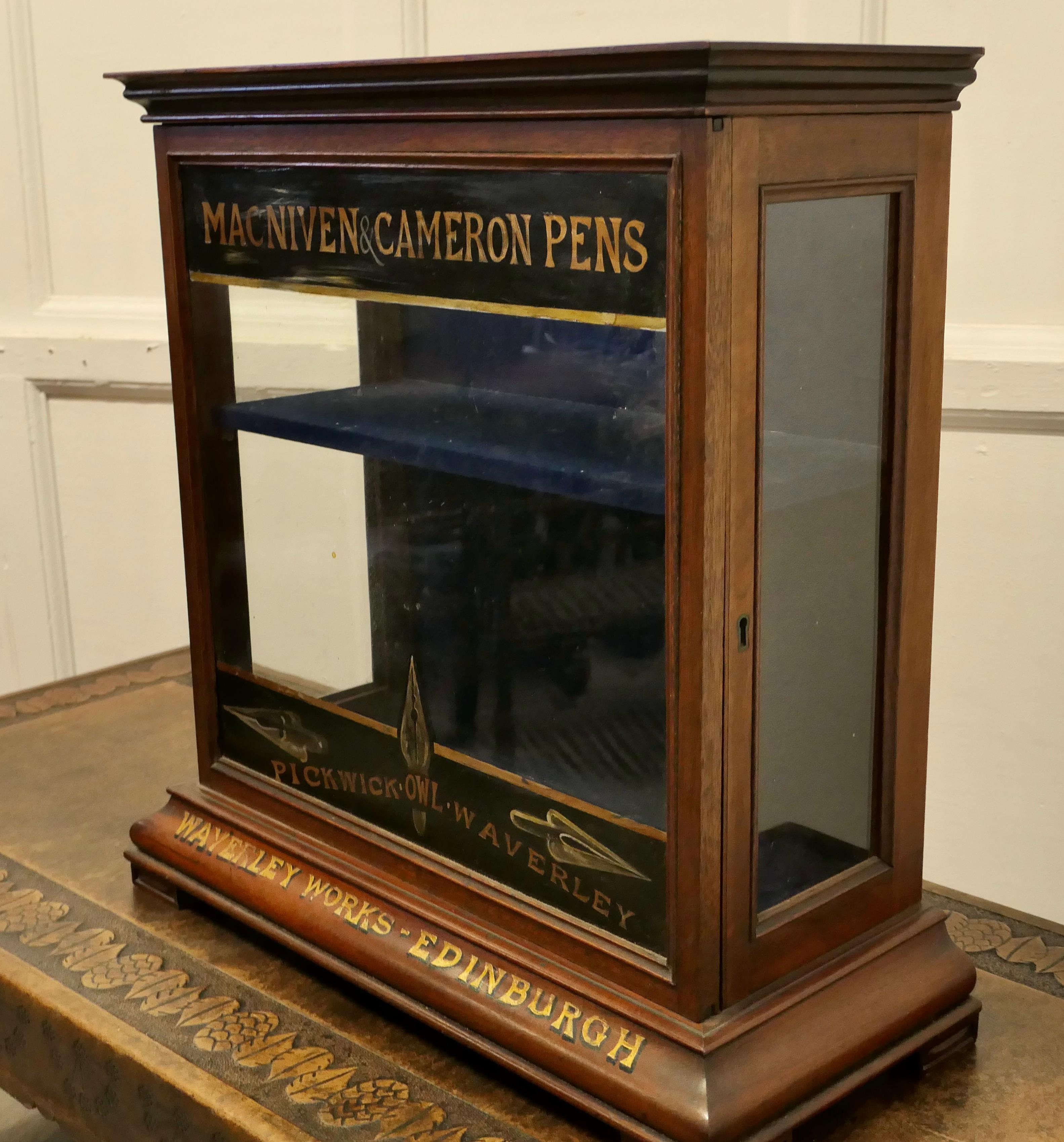 Victorian stationers cupboard, macniven & cameron pens display cabinet

A lovely piece of Victorian Shop display, this small Mahogany Counter top cupboard is from Scotland’s MACNIVEN AND CAMERON’S PEN COMPANY, Waverley Works Edinburgh 
The