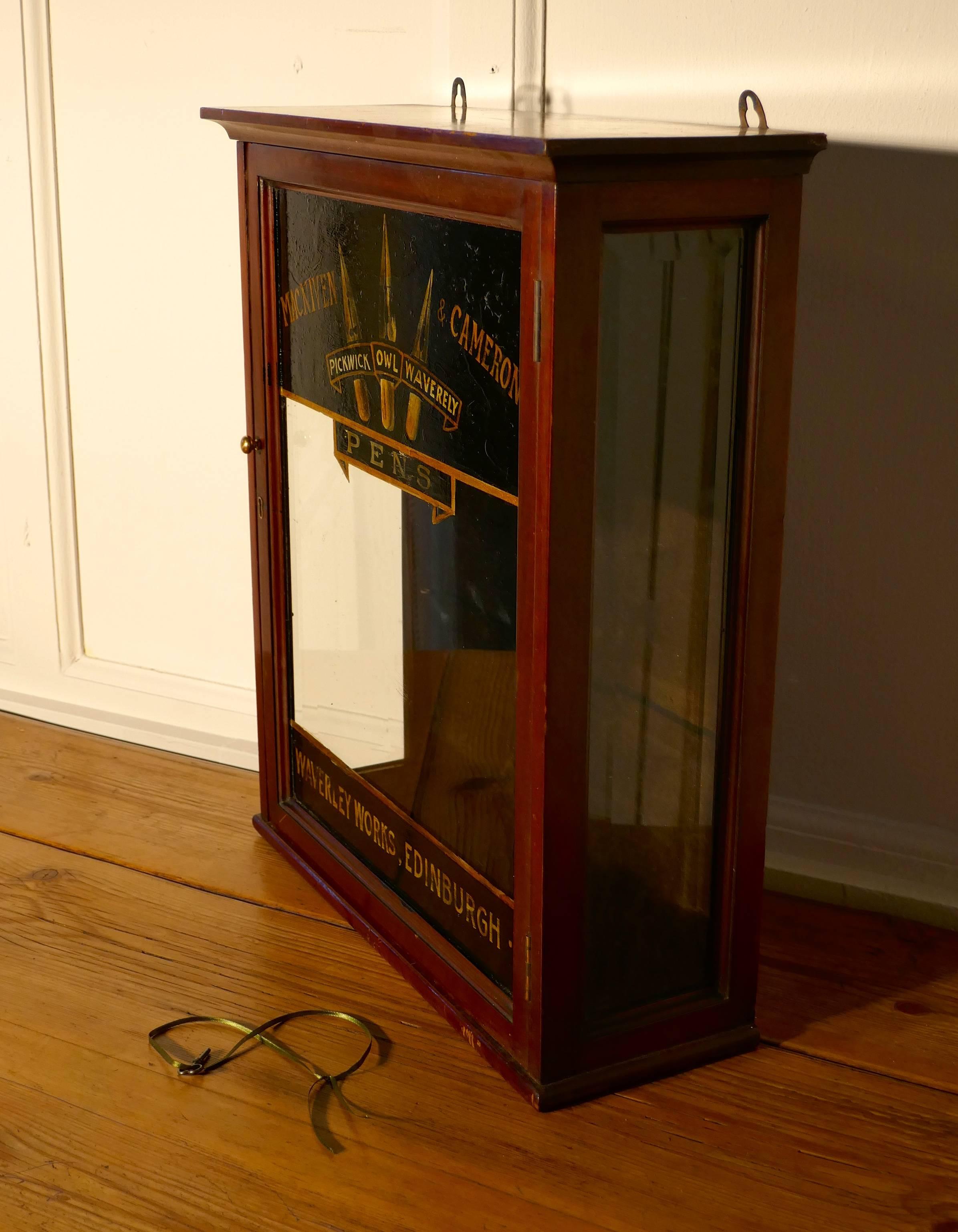 19th Century Victorian Stationers Cupboard, Macniven & Cameron Pens Display Cabinet