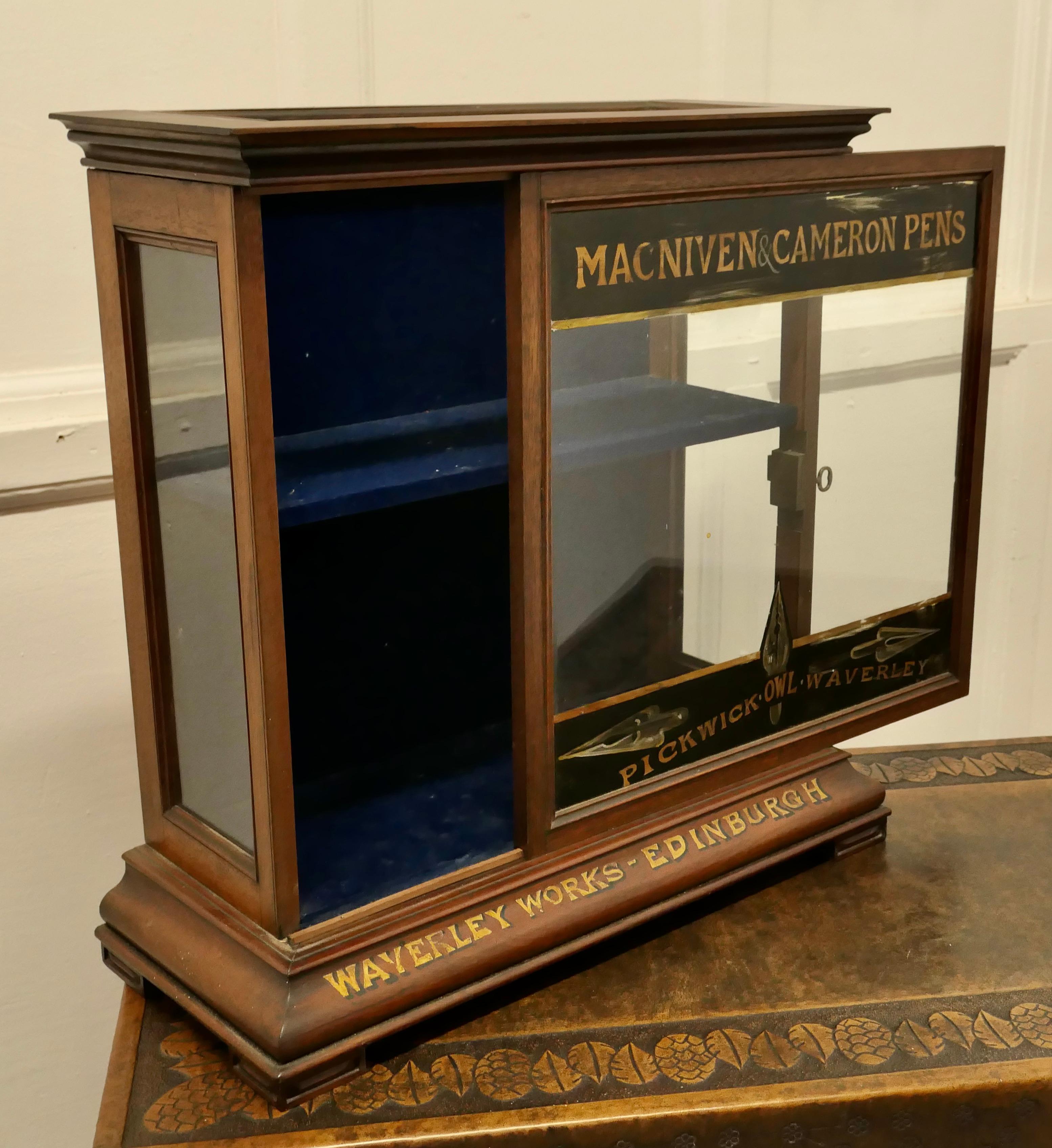 Walnut Victorian Stationers Cupboard, Macniven & Cameron Pens Display Cabinet