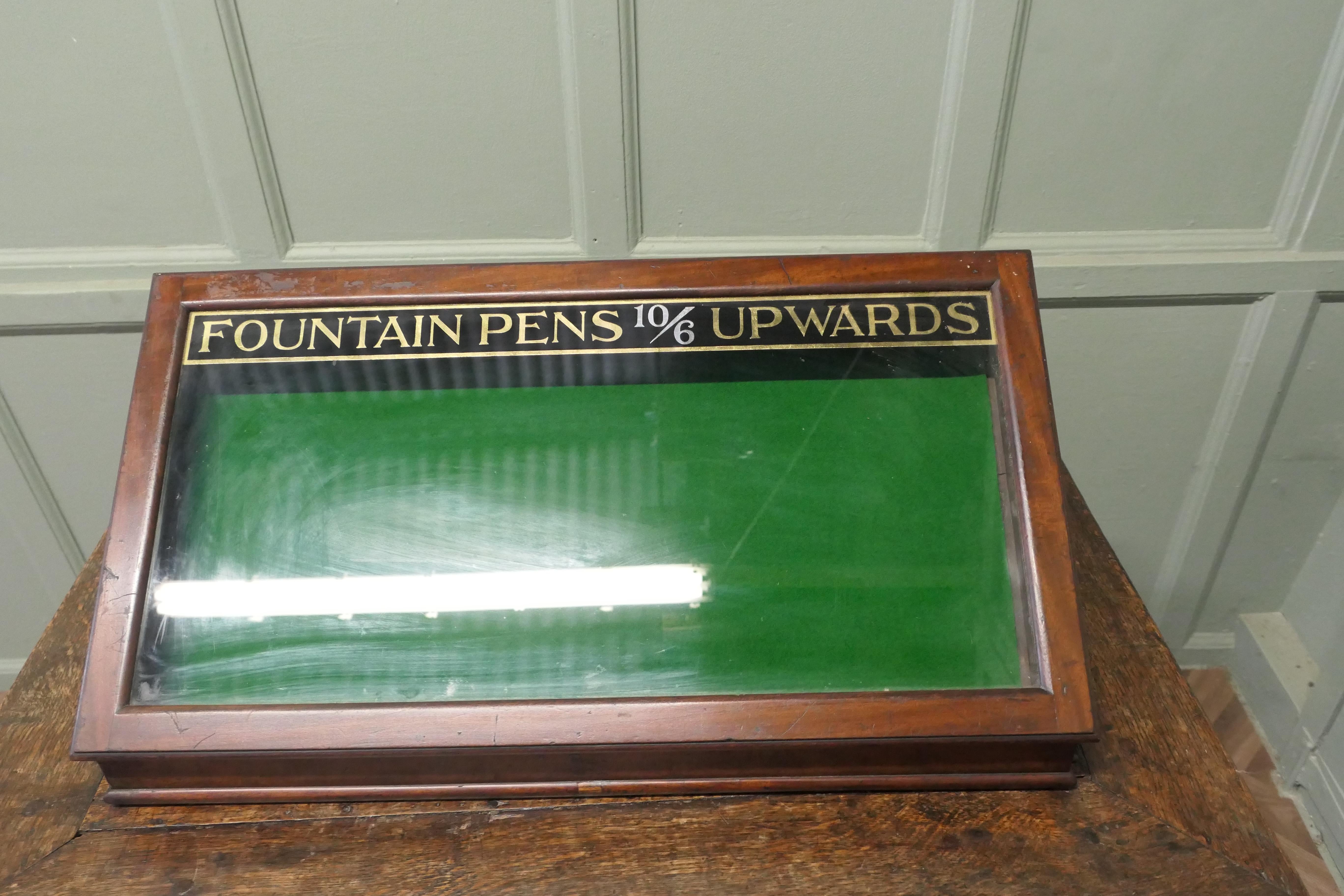 Victorian Stationer’s Retail Pen Display Cabinet, 


A great and very useable piece, this handsome cabinet, sits on the counter top at a sloping angle to display the pens (or other items) at their best advantage
There is no brand name on this piece