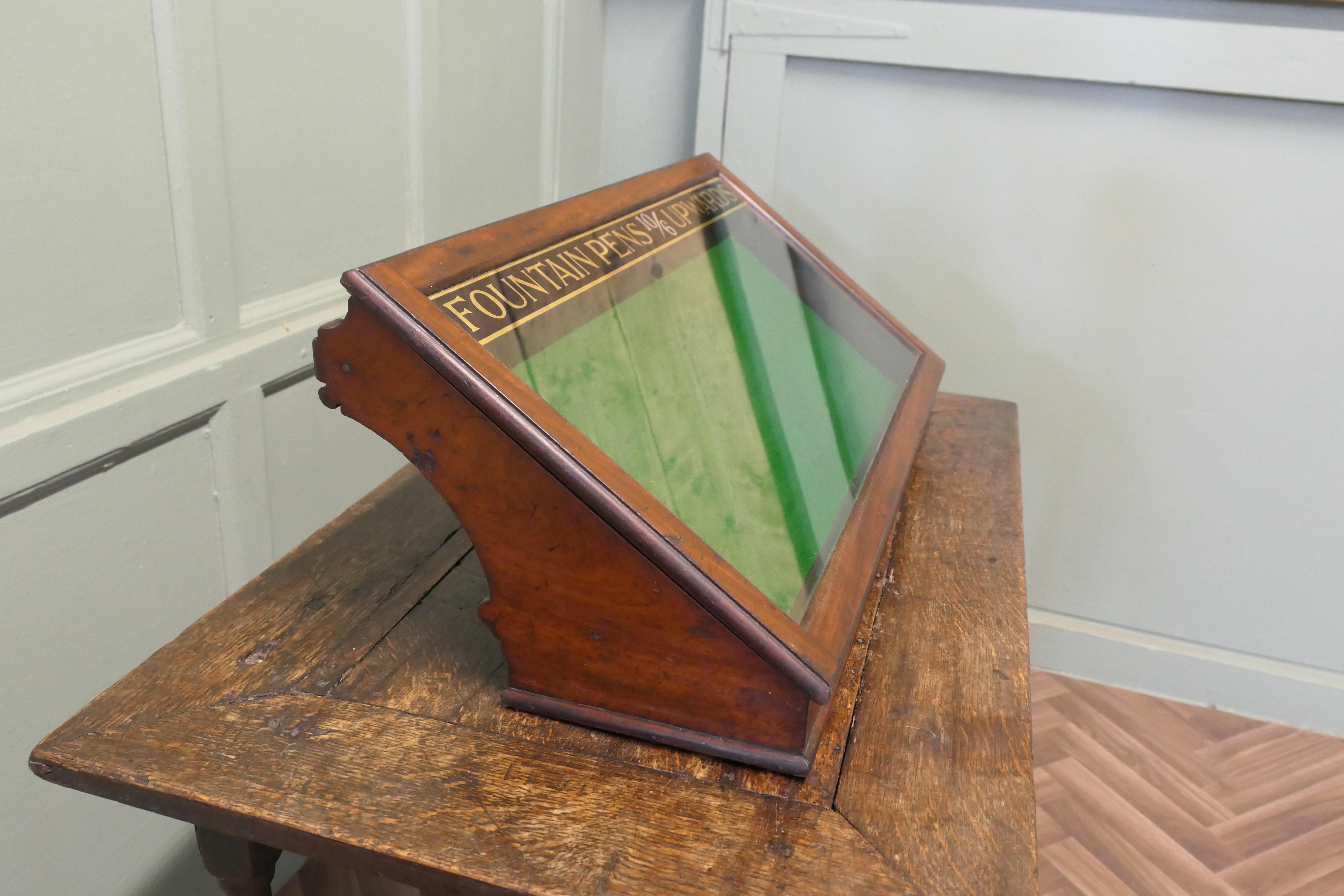 Glass Victorian Stationer’s Retail Pen Display Cabinet For Sale