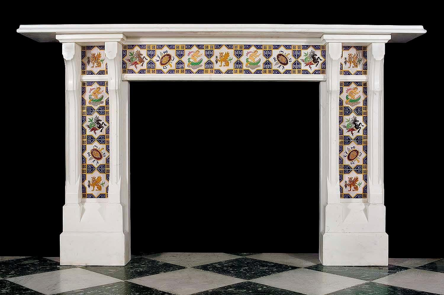 antique fireplace tile