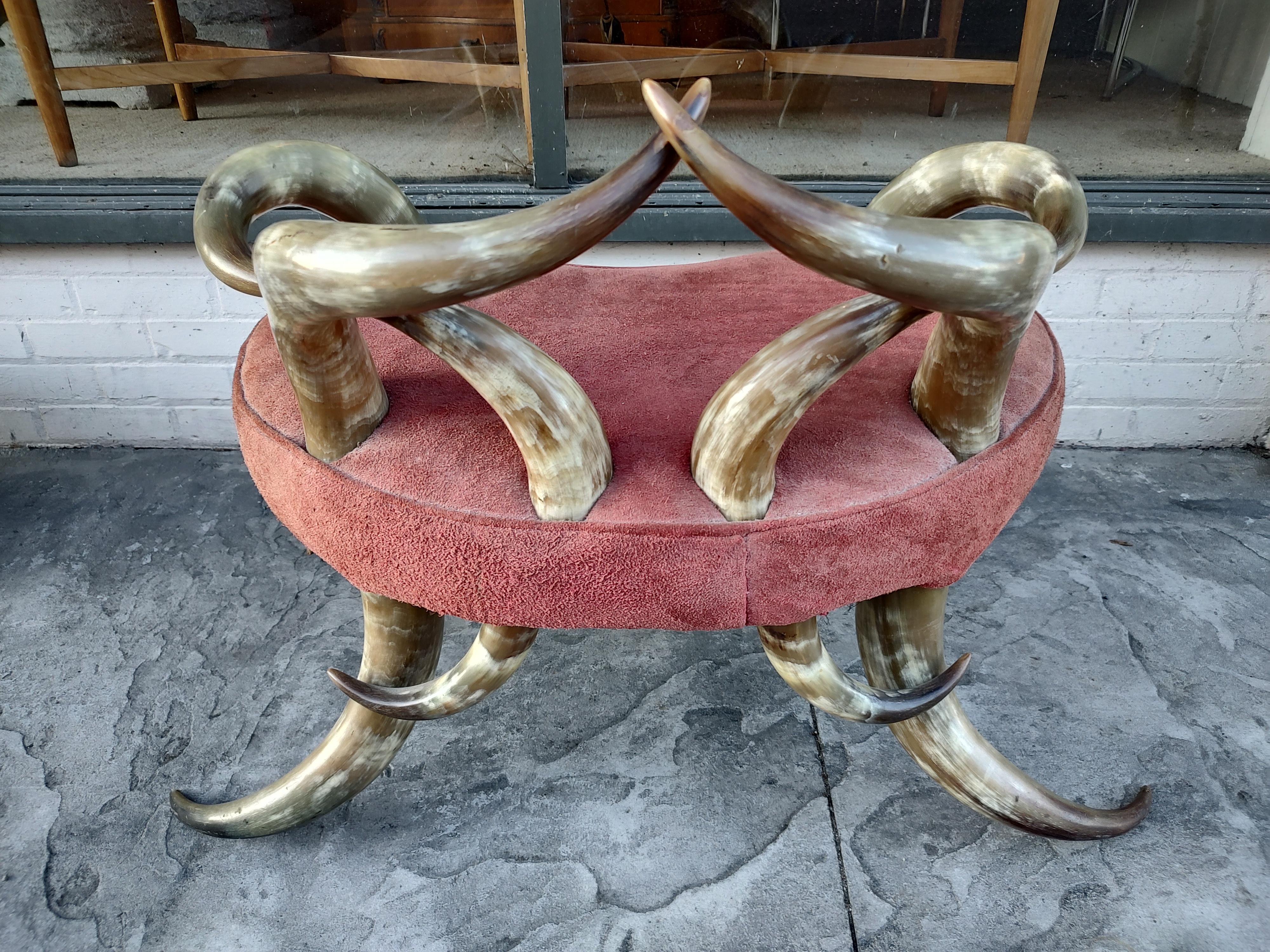 Victorian Steer Horn Vanity Bench Side Chair C1890 For Sale 1