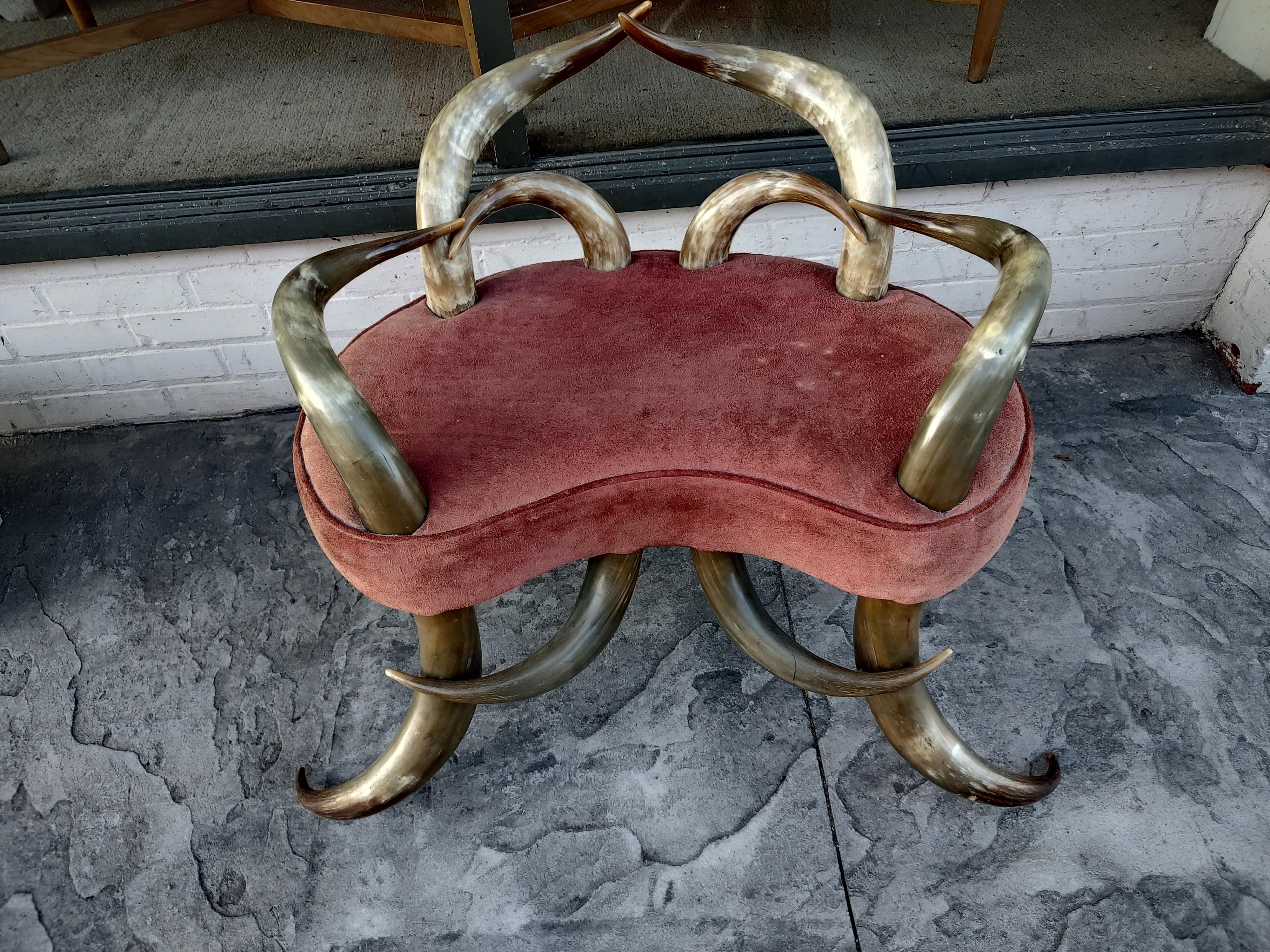 Victorian Steer Horn Vanity Bench Side Chair C1890 For Sale 2