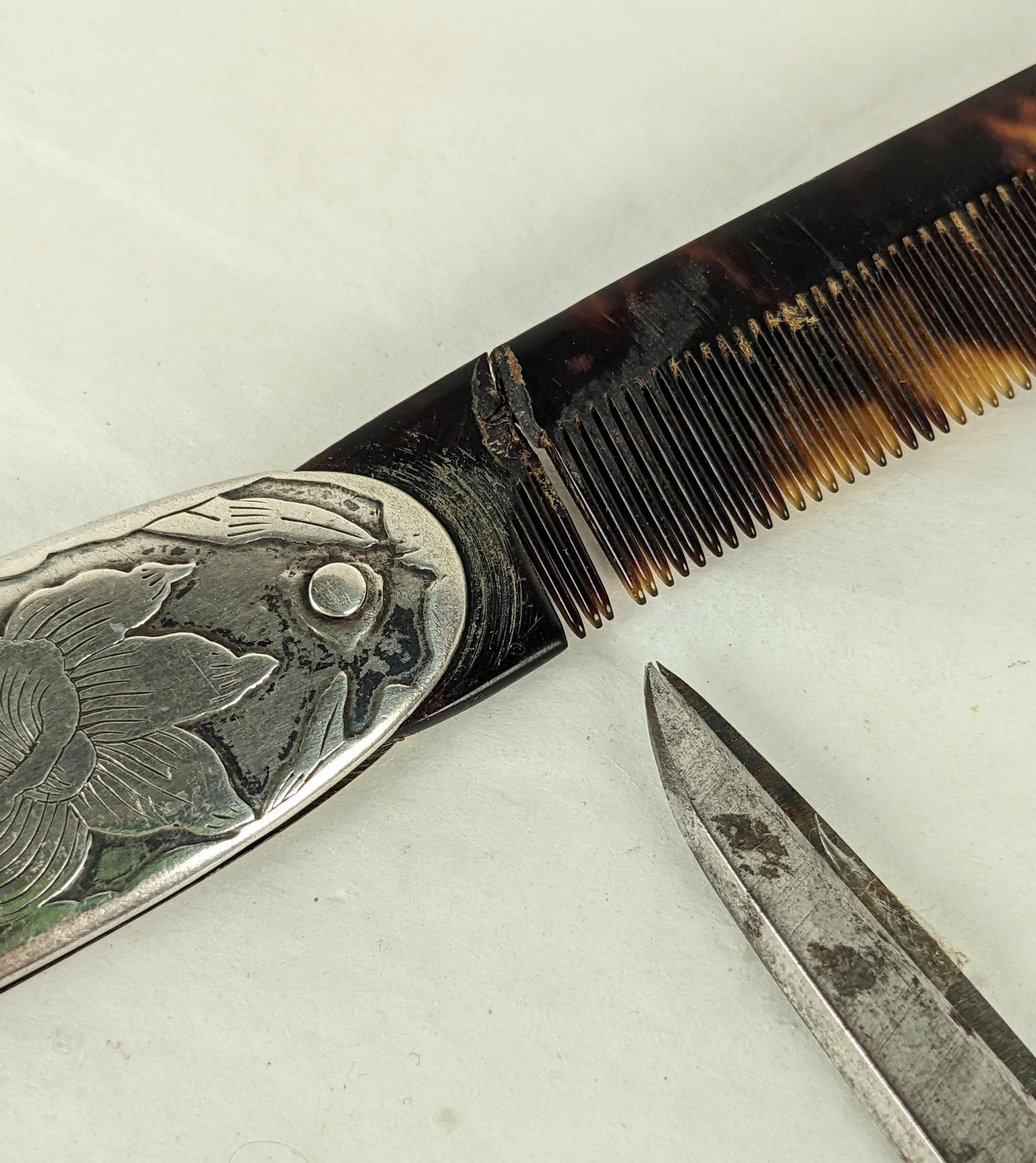 Victorian Sterling Beard Comb For Sale 2