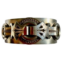 Antique Victorian Sterling Cuff with Two Buckles