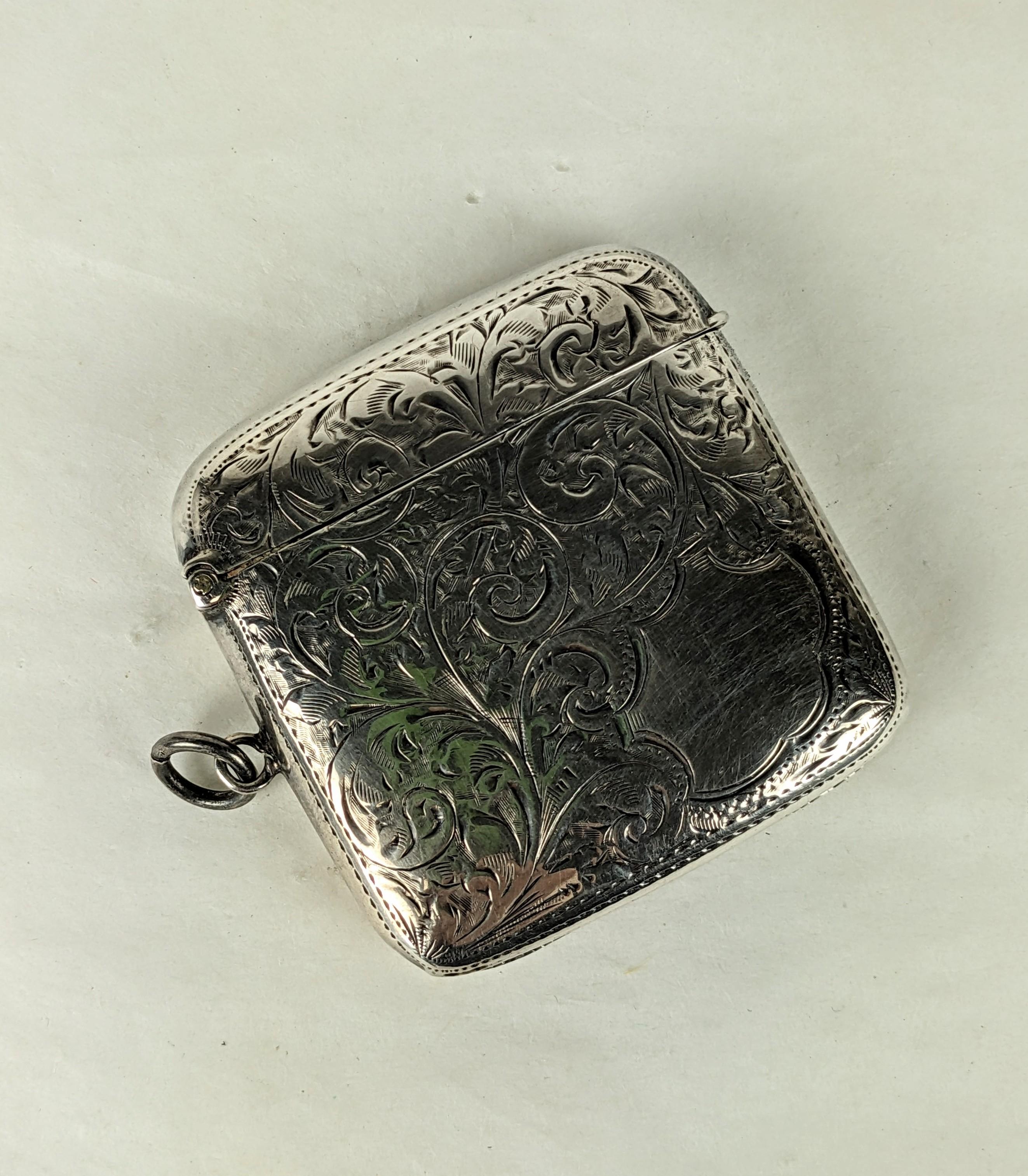 Victorian Sterling Etched Match Safe  In Excellent Condition For Sale In New York, NY