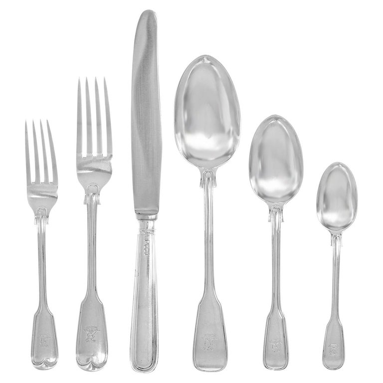 Victorian Sterling Flatware set for Twelve by Adams c1869 London