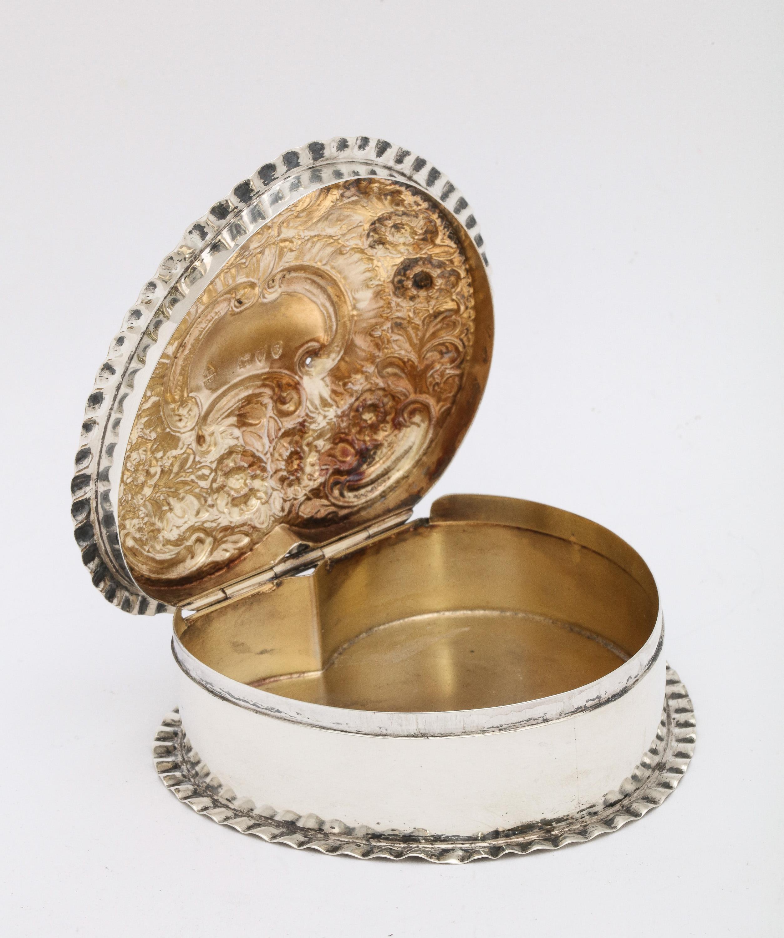 English Victorian Sterling Heart-Form Trinkets Box with Hinged Lid