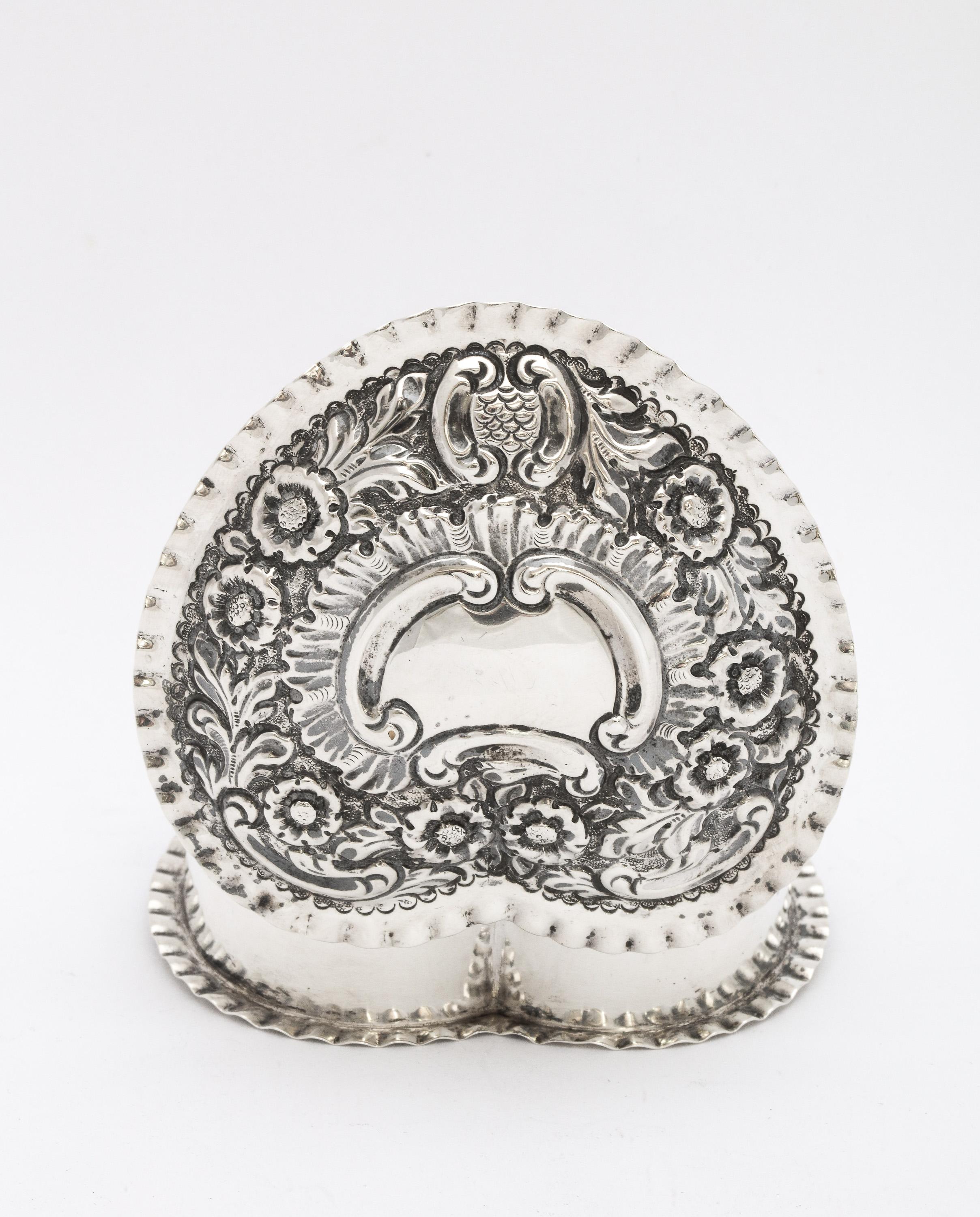 Victorian Sterling Heart-Form Trinkets Box with Hinged Lid 1