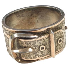 Victorian Sterling Large Buckle Bangle Bracelet