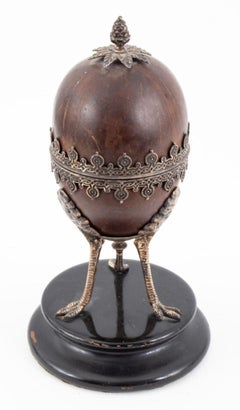 Victorian Sterling Mounted Coconut Goblet, 1896