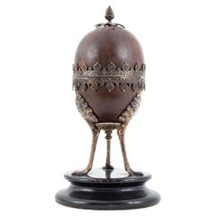Victorian Sterling Mounted Coconut Goblet, 1896