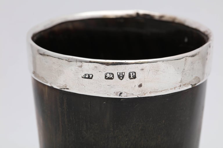 Victorian Sterling Silver Mounted Horn Cup with Glass Underside at 1stDibs