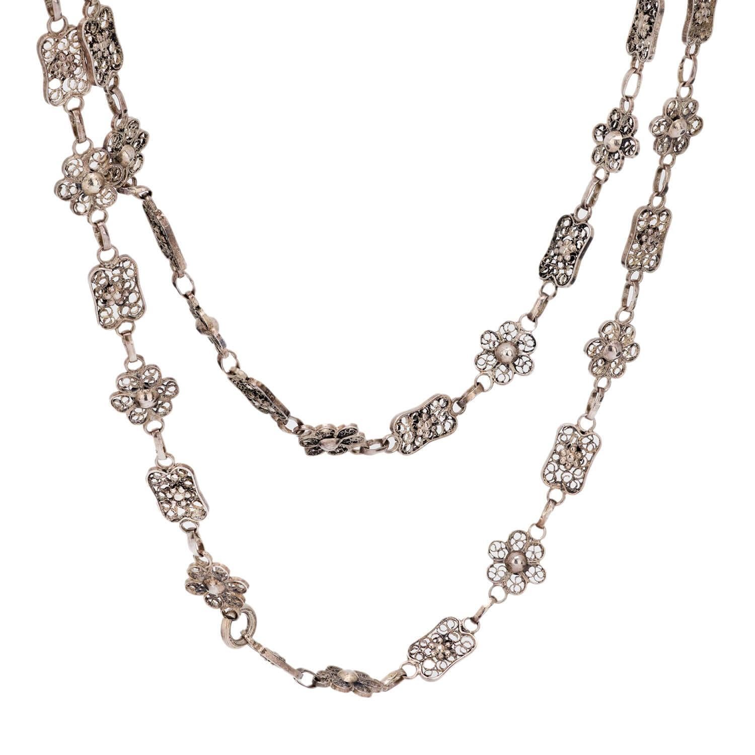 Catena vittoriana in argento sterling da 30 pollici In condizioni buone in vendita a Narberth, PA
