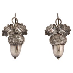Antique Victorian Sterling Silver Acorn Earrings