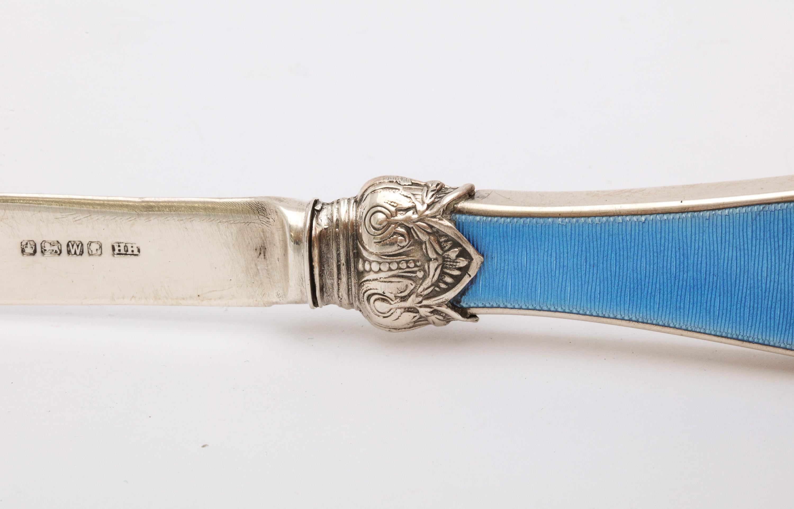 Victorian Sterling Silver and Blue Enamel, Mounted Letter Opener / Paper Knife 3
