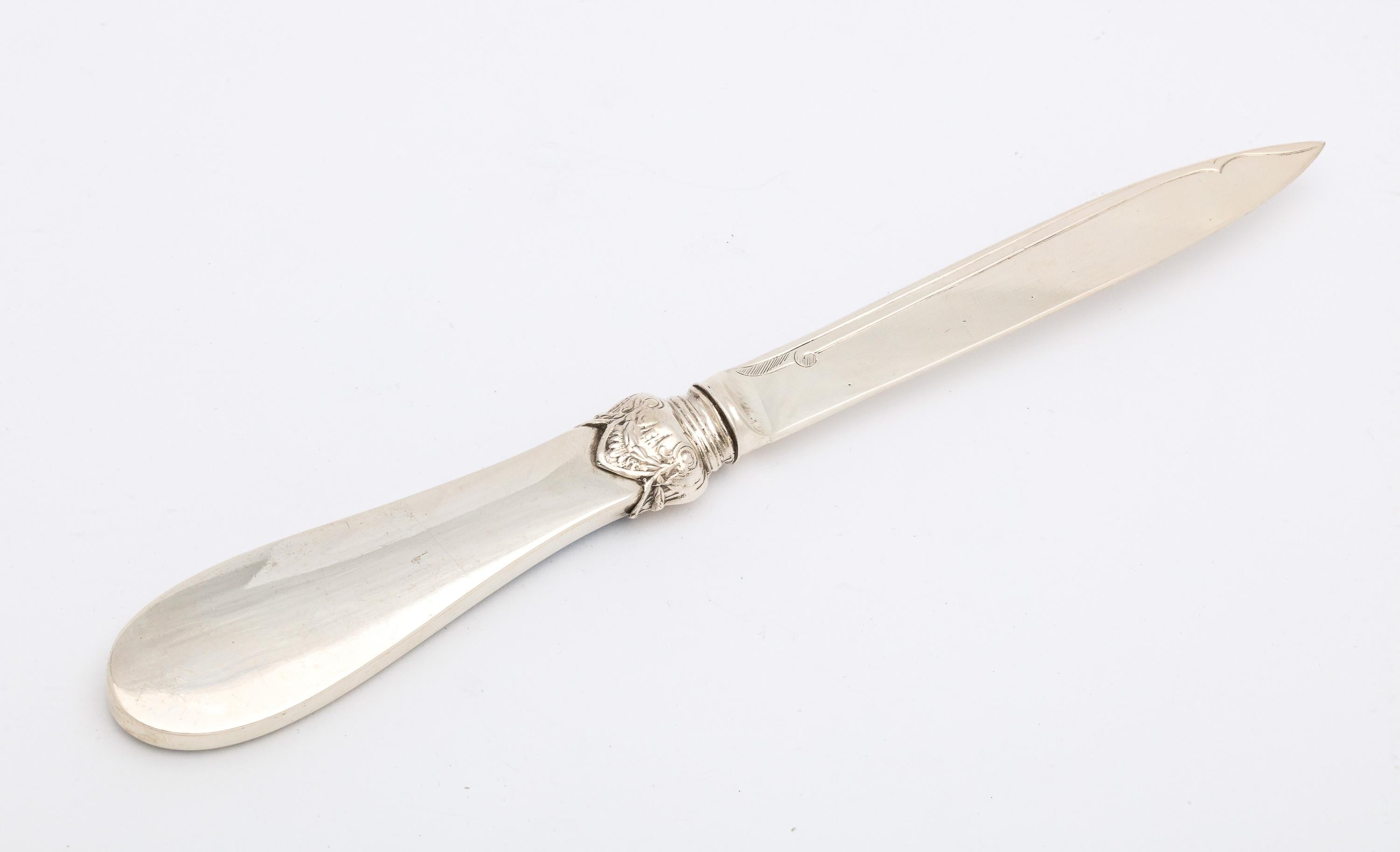 Victorian Sterling Silver and Blue Enamel, Mounted Letter Opener / Paper Knife In Good Condition In New York, NY