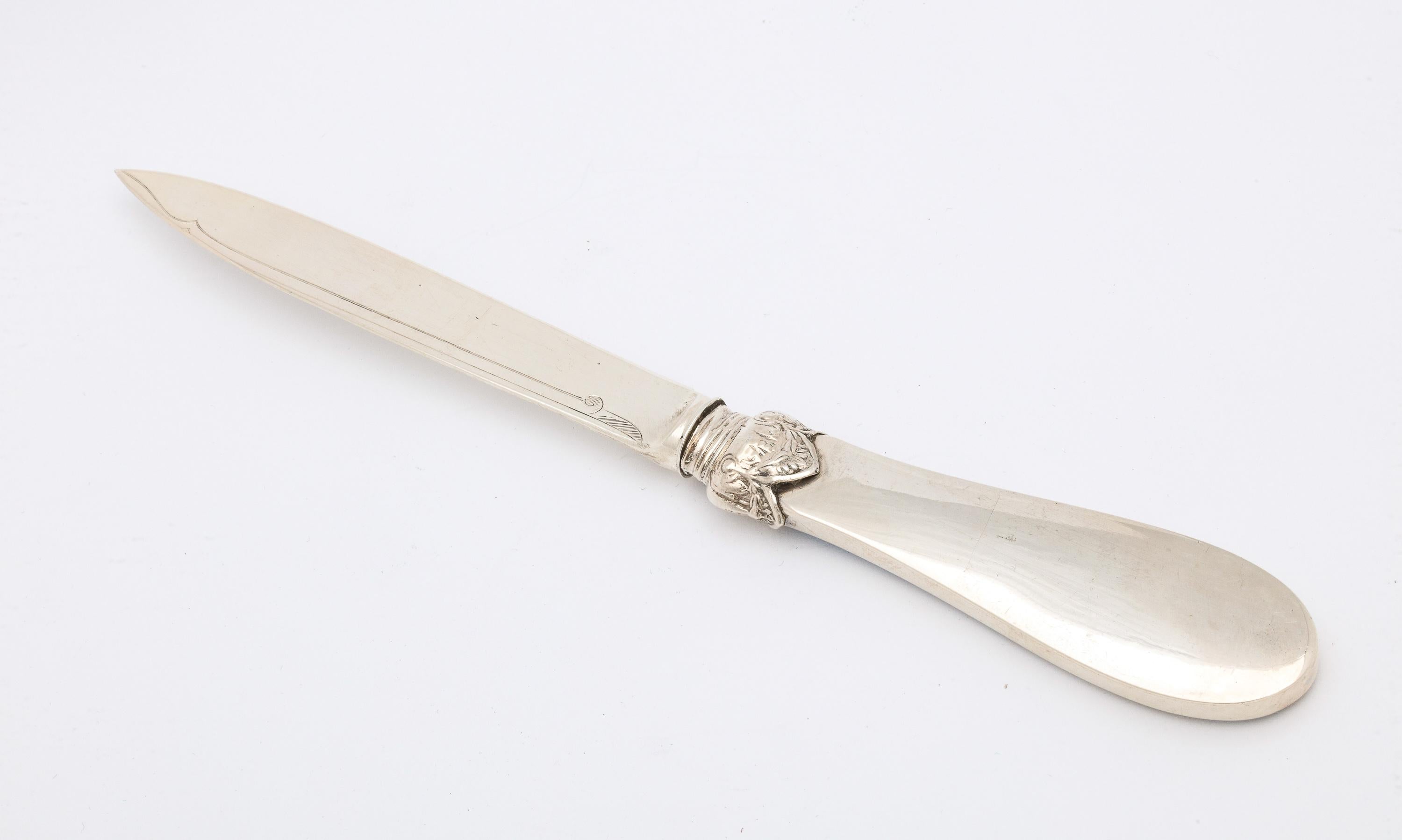 Late 19th Century Victorian Sterling Silver and Blue Enamel, Mounted Letter Opener / Paper Knife