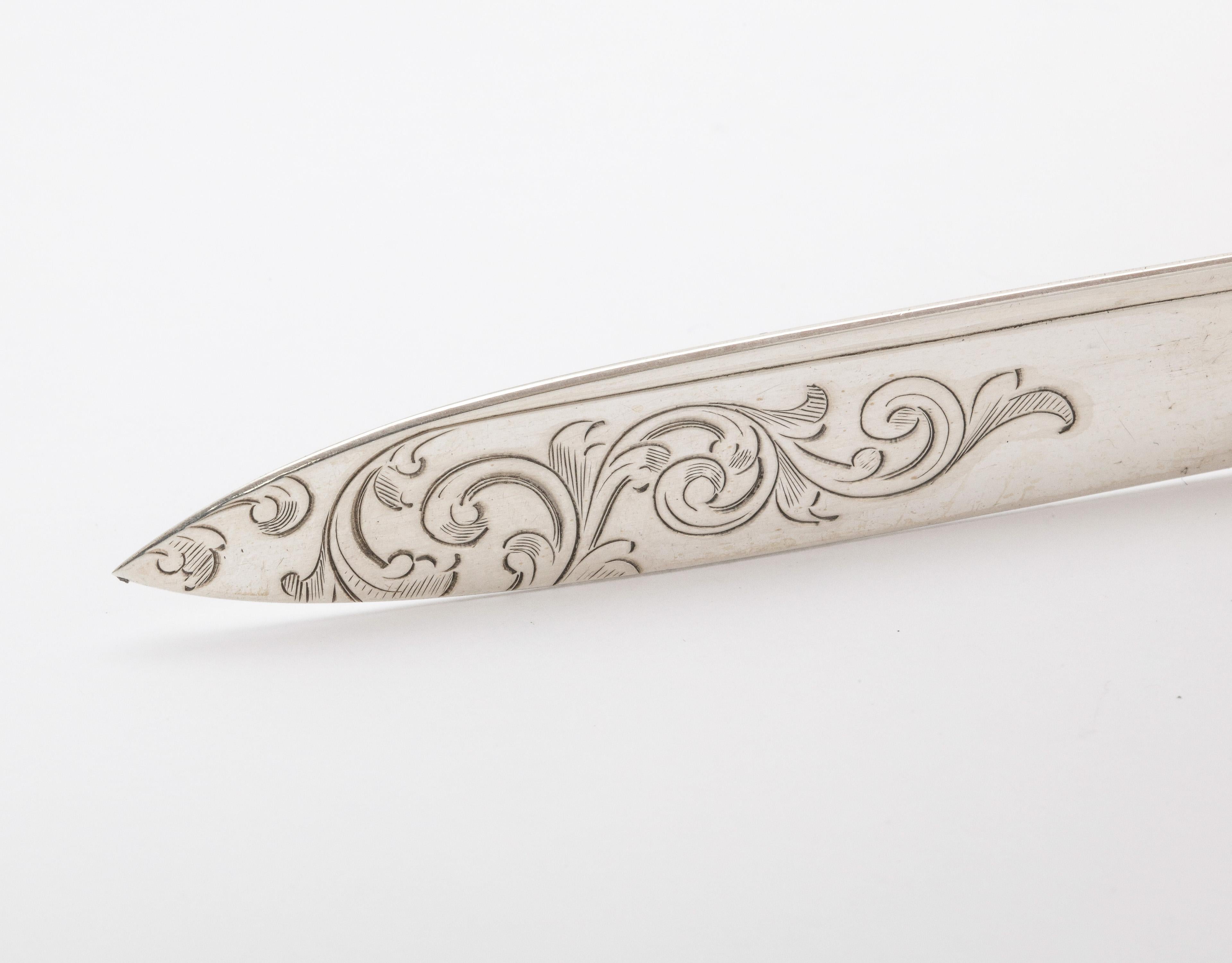 Late 19th Century Victorian Sterling Silver and Blue Guilloche Enamel Letter Opener