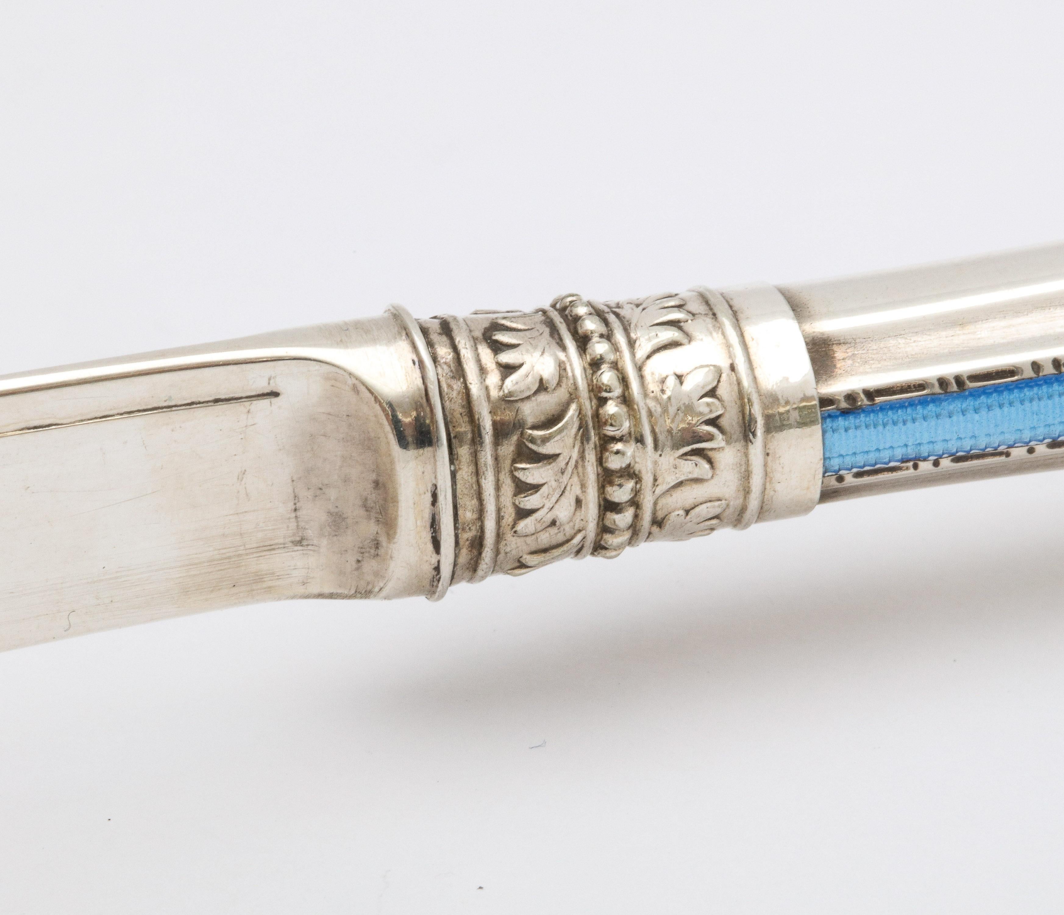 Victorian Sterling Silver and Blue Guilloche Enamel Letter Opener 2