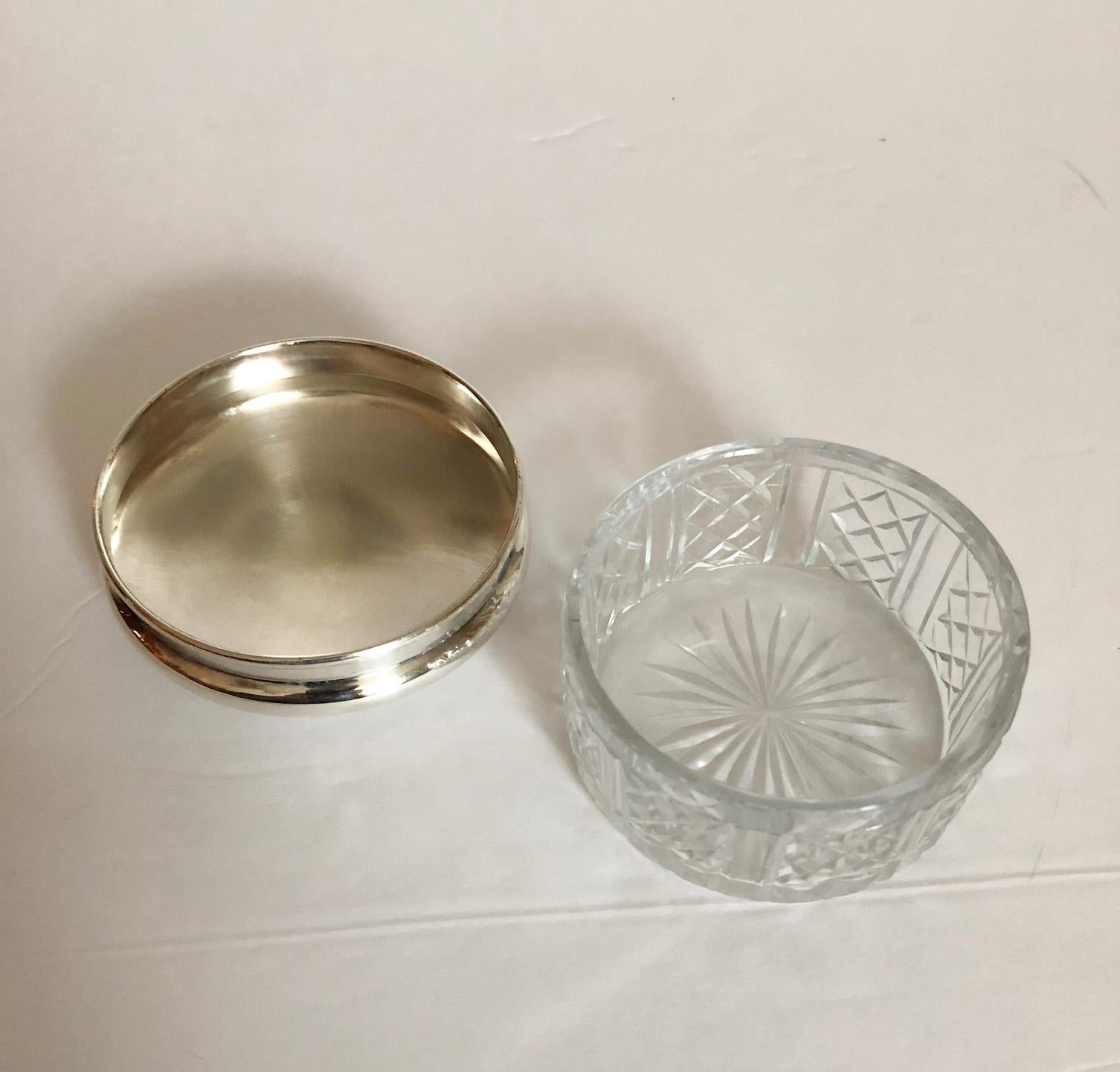 English Victorian Sterling Silver and Cut Glass Box For Sale