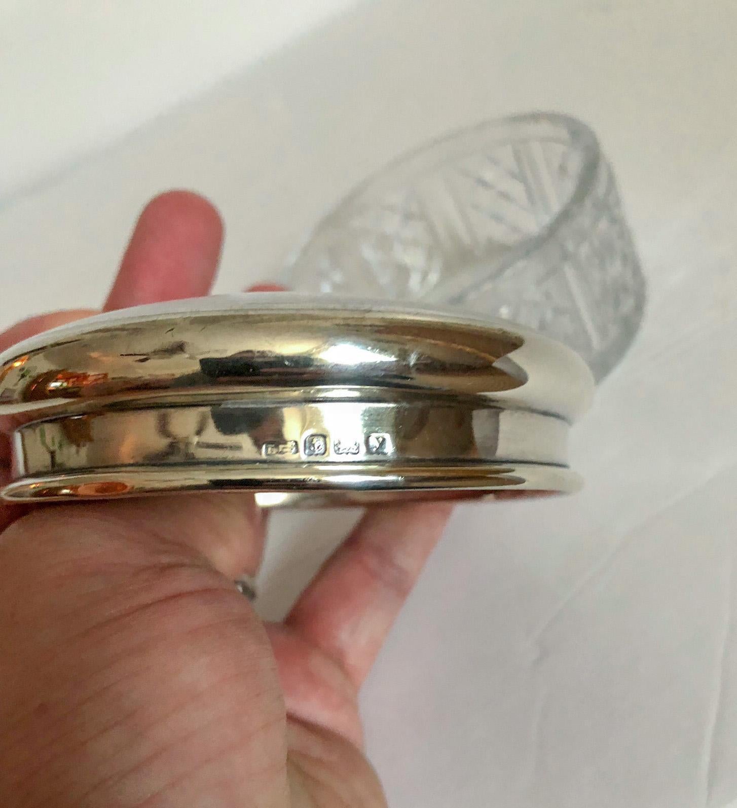 Faceted Victorian Sterling Silver and Cut Glass Box For Sale