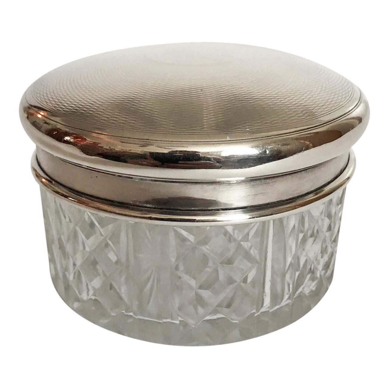 Victorian Sterling Silver and Cut Glass Box For Sale