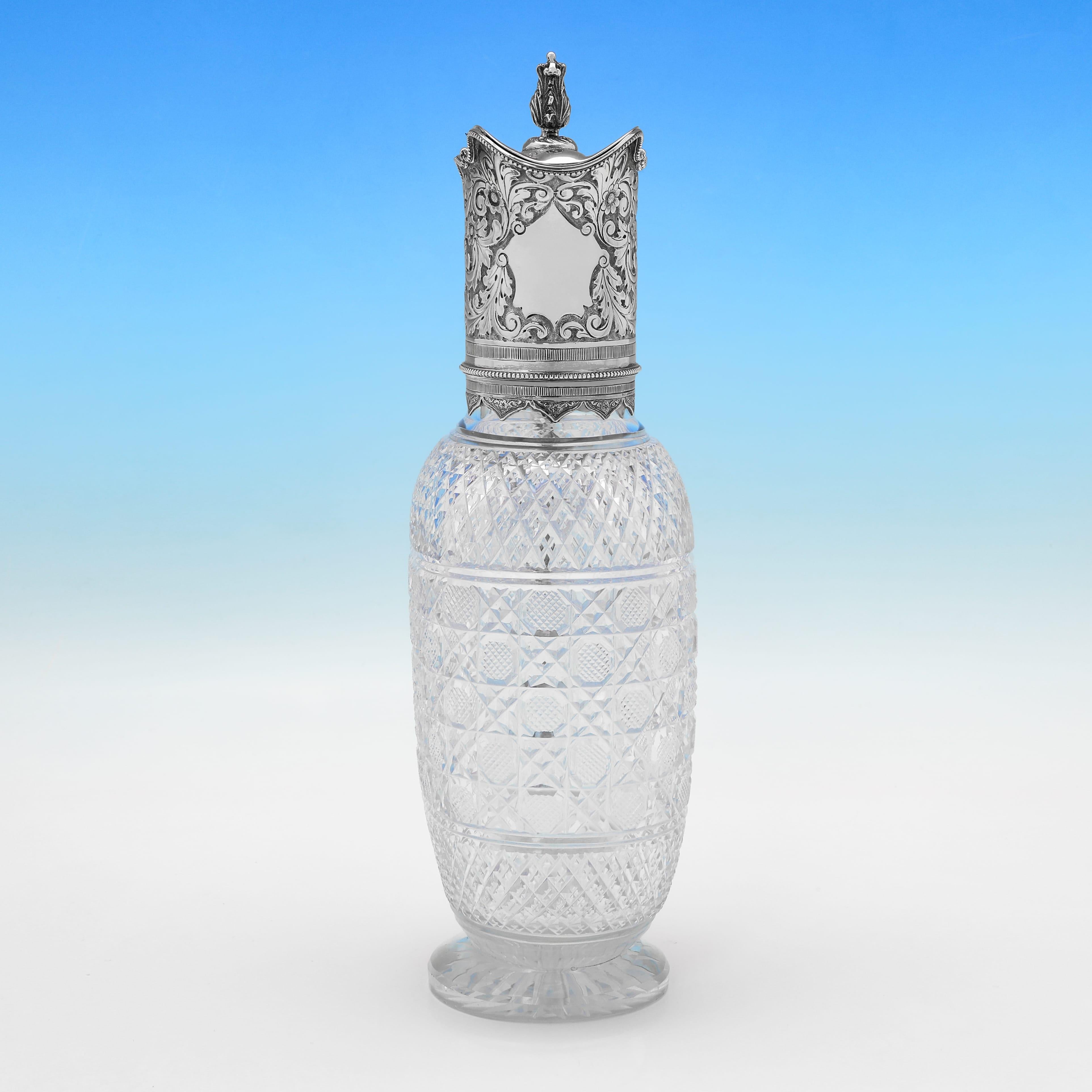 Scottish Victorian sterling silver and cut glass claret jug - Hamilton & Inches 1900 For Sale