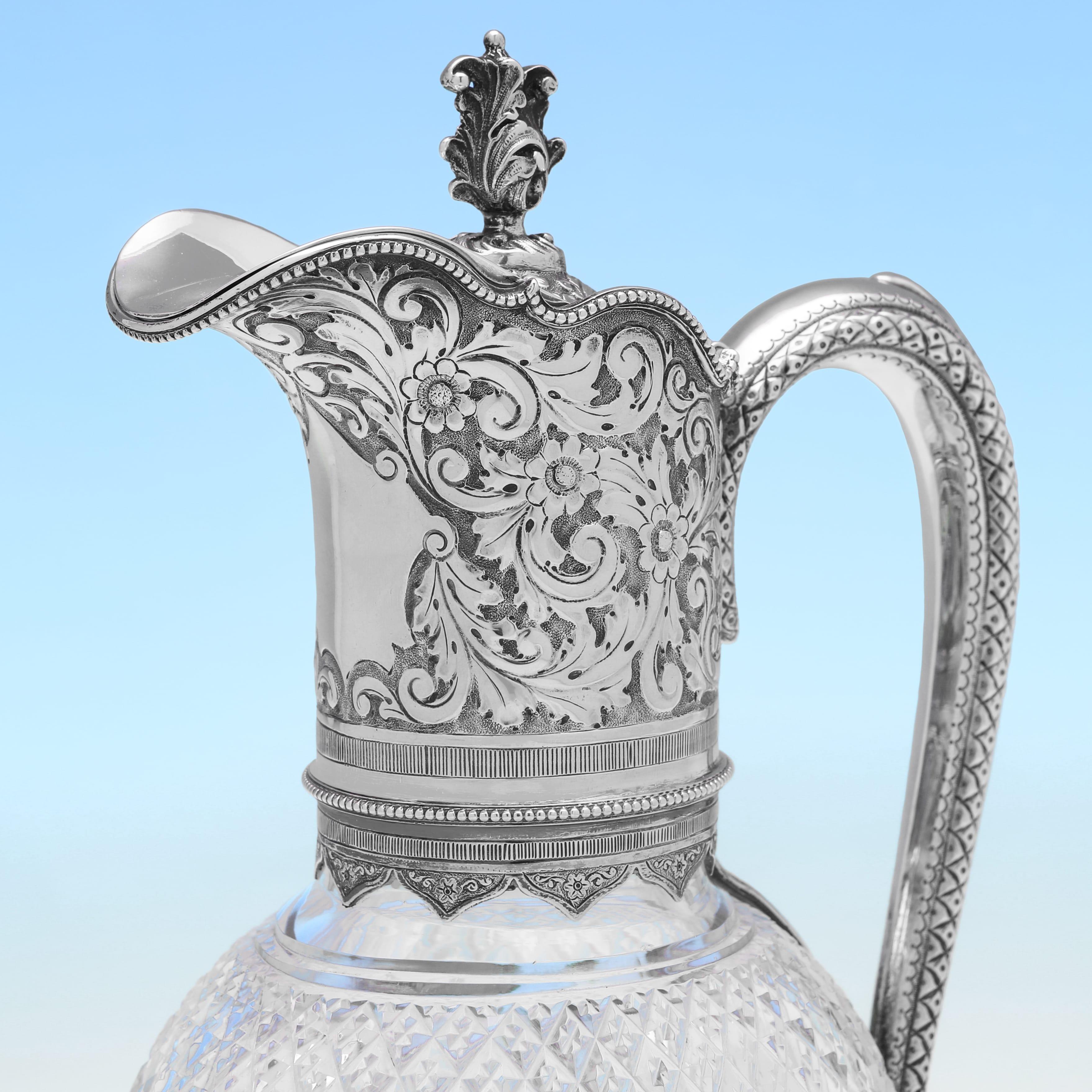 Victorian sterling silver and cut glass claret jug - Hamilton & Inches 1900 In Good Condition For Sale In London, London