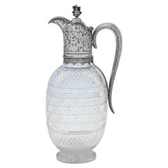Victorian sterling silver and cut glass claret jug - Hamilton & Inches 1900