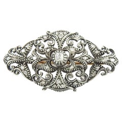 Vintage Victorian Sterling Silver and Diamond Brooch/Pin