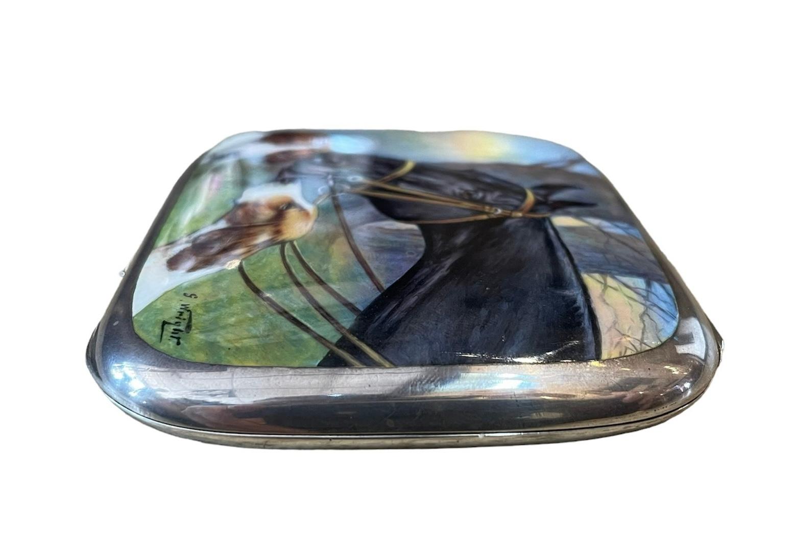 Pitillera Victoriana de Plata de Ley y Esmalte Europeo en venta