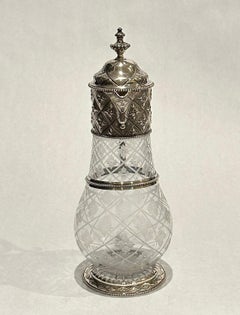 Victorian Sterling Silver And Etched Glass Claret Jug, London