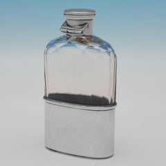Victorian sterling silver and glass hip flask made by Asprey in 1896