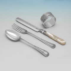 Victorian sterling silver and mother of pearl child's set - Walker & Hall 1891